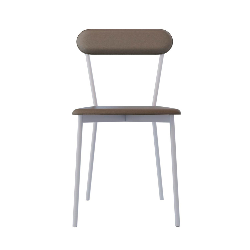 Conjunto com 4 Cadeiras Emília Revestimento Sintético Cinza e Branco