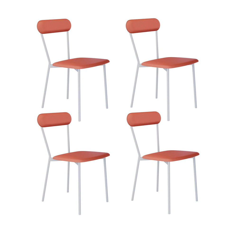 Conjunto com 4 Cadeiras Emília Revestimento Sintético Terracota e Branco