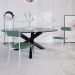 Conjunto com 4 Cadeiras Emília Revestimento Sintético Verde e Branco