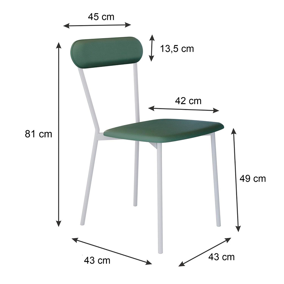 Conjunto com 4 Cadeiras Emília Revestimento Sintético Verde e Branco