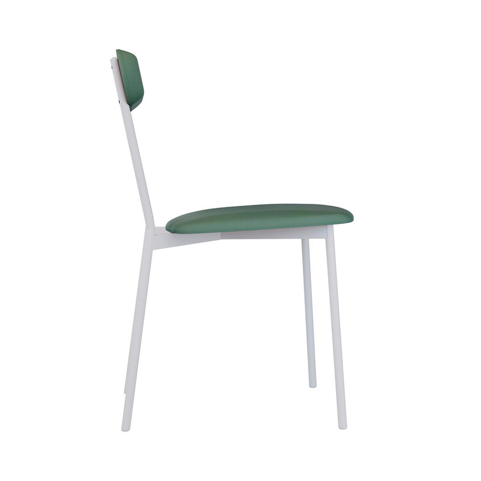 Conjunto com 4 Cadeiras Emília Revestimento Sintético Verde e Branco