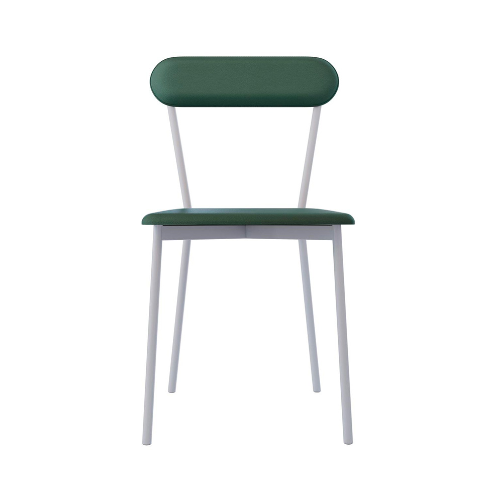 Conjunto com 4 Cadeiras Emília Revestimento Sintético Verde e Branco