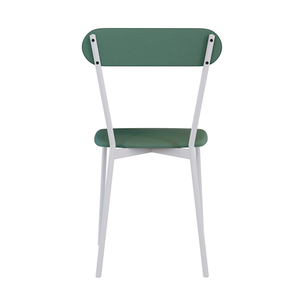 Conjunto com 4 Cadeiras Emília Revestimento Sintético Verde e Branco