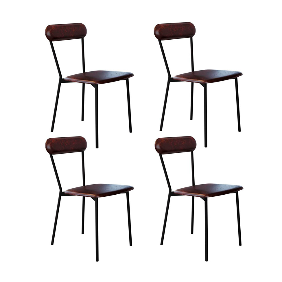 Conjunto com 4 Cadeiras Emília Revestivemento Sintético Café e Preto