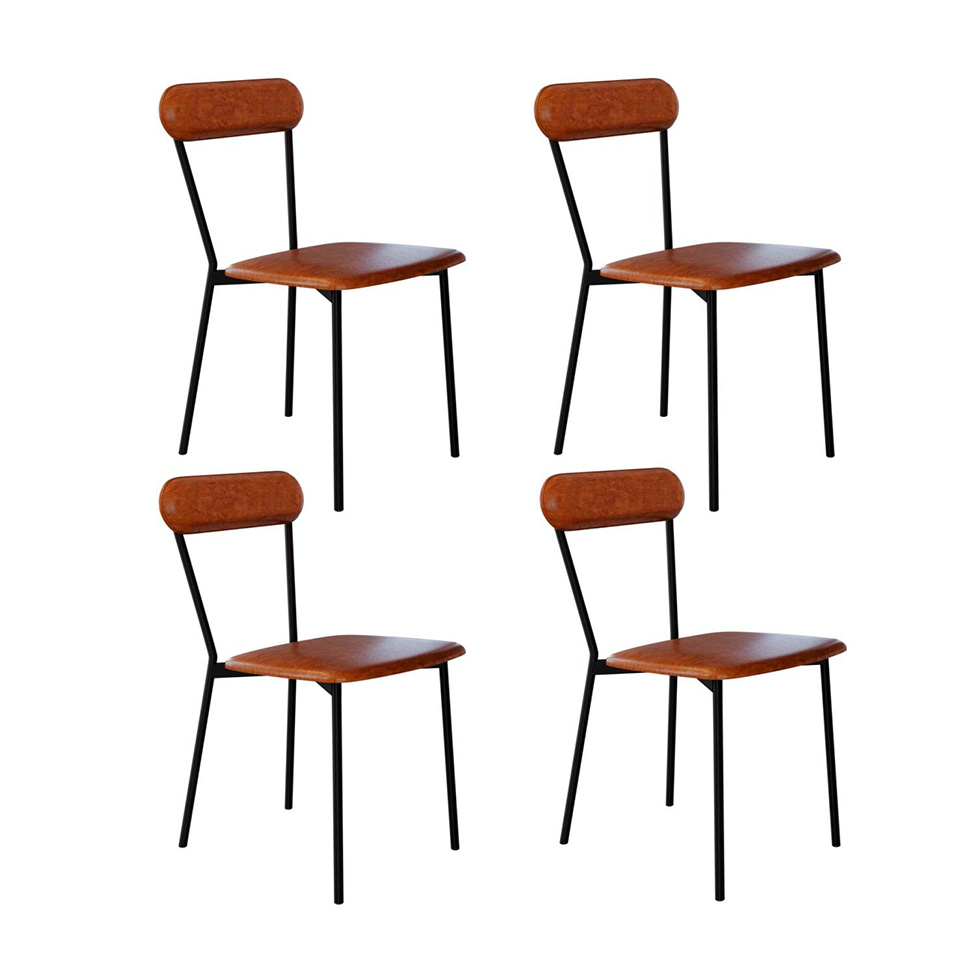 Conjunto com 4 Cadeiras Emília Revestivemento Sintético Caramelo e Preto