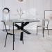 Conjunto com 4 Cadeiras Emília Revestivemento Sintético Cinza Claro e Preto