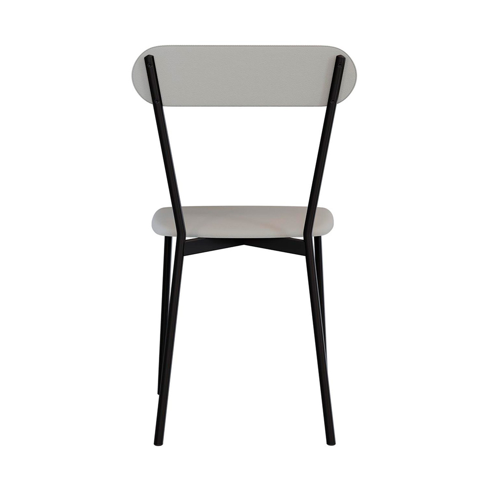 Conjunto com 4 Cadeiras Emília Revestivemento Sintético Cinza Claro e Preto