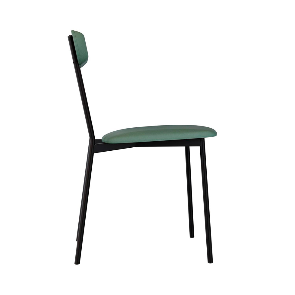 Conjunto com 4 Cadeiras Emília Revestivemento Sintético Verde e Preto