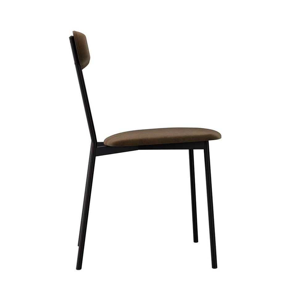 Conjunto com 4 Cadeiras Emília Veludo Marrom e Preto