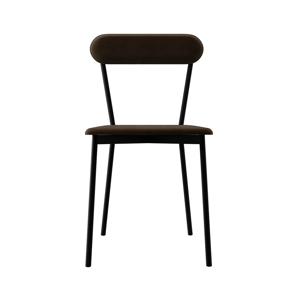 Conjunto com 4 Cadeiras Emília Veludo Marrom e Preto