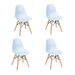 Conjunto com 4 Cadeiras Infantis DKR Eames Azul Claro e Madeira