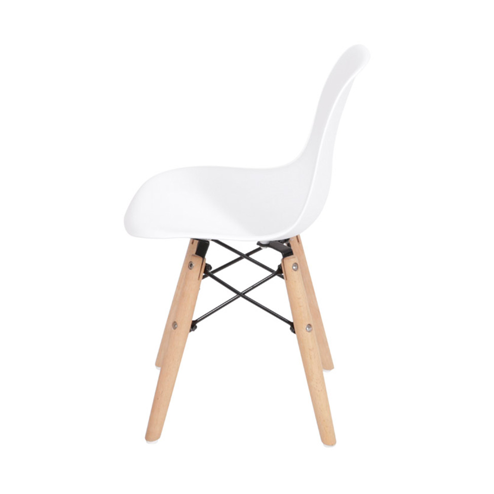 Conjunto com 4 Cadeiras Infantis DKR Eames Branco e Madeira