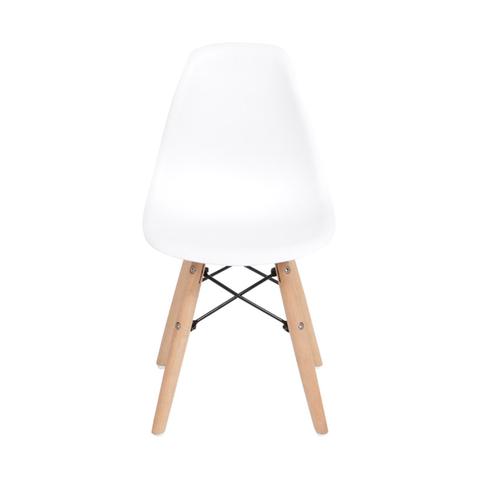 Conjunto com 4 Cadeiras Infantis DKR Eames Branco e Madeira