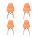 Conjunto com 4 Cadeiras Infantis DKR Eames Laranja e Madeira