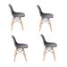 Conjunto com 4 Cadeiras Infantis DKR Eames Preto e Madeira