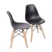 Conjunto com 4 Cadeiras Infantis DKR Eames Preto e Madeira