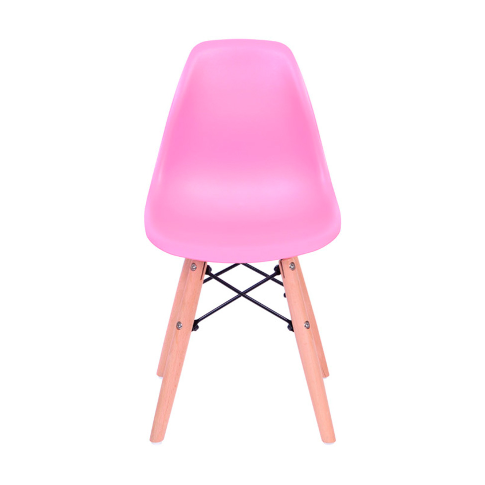 Conjunto com 4 Cadeiras Infantis DKR Eames Rosa e Madeira