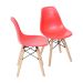 Conjunto com 4 Cadeiras Infantis DKR Eames Vermelho e Madeira
