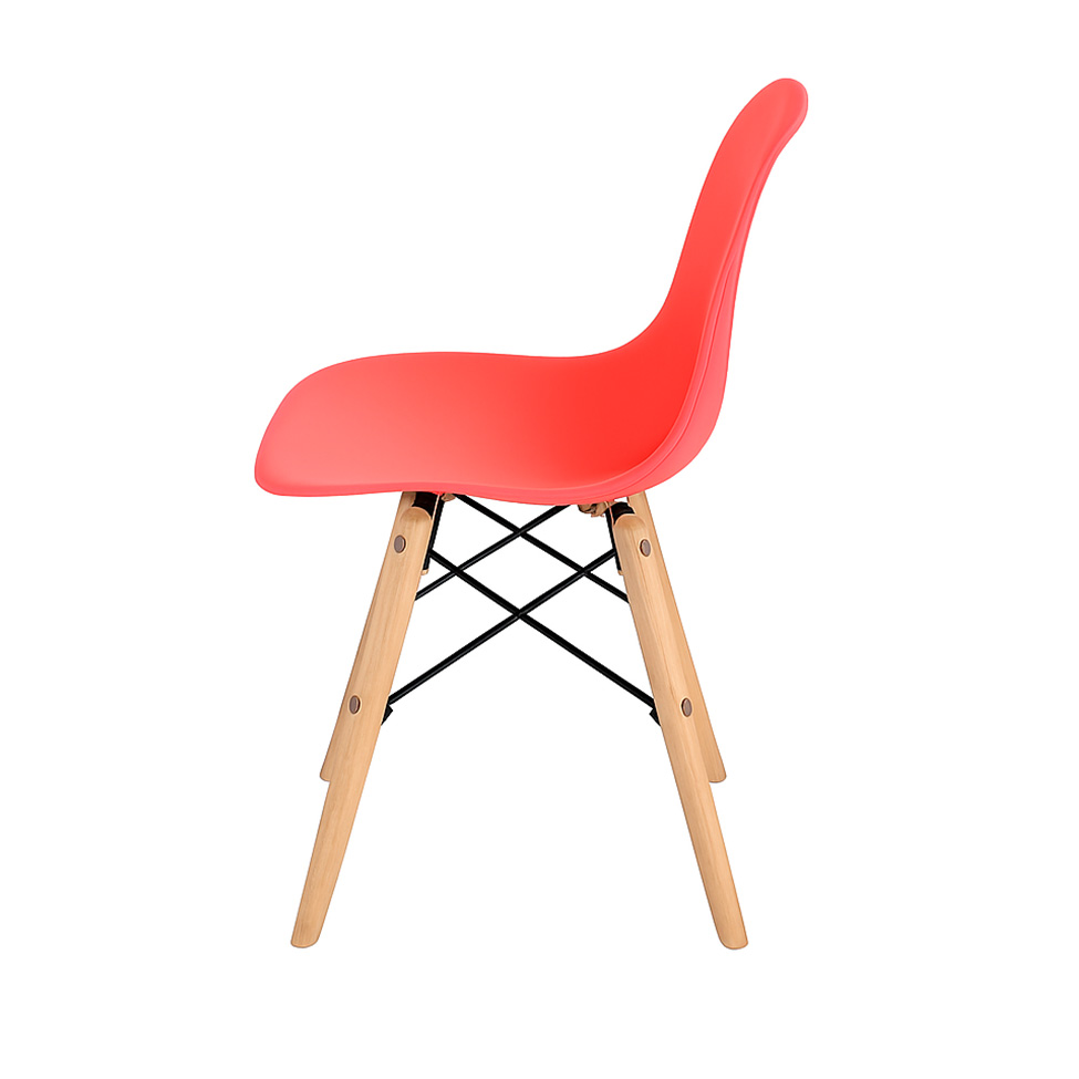 Conjunto com 4 Cadeiras Infantis DKR Eames Vermelho e Madeira