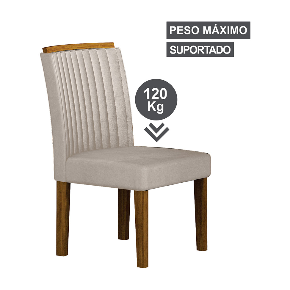 Conjunto com 4 Cadeiras Jade Camurça Palha e Freijó