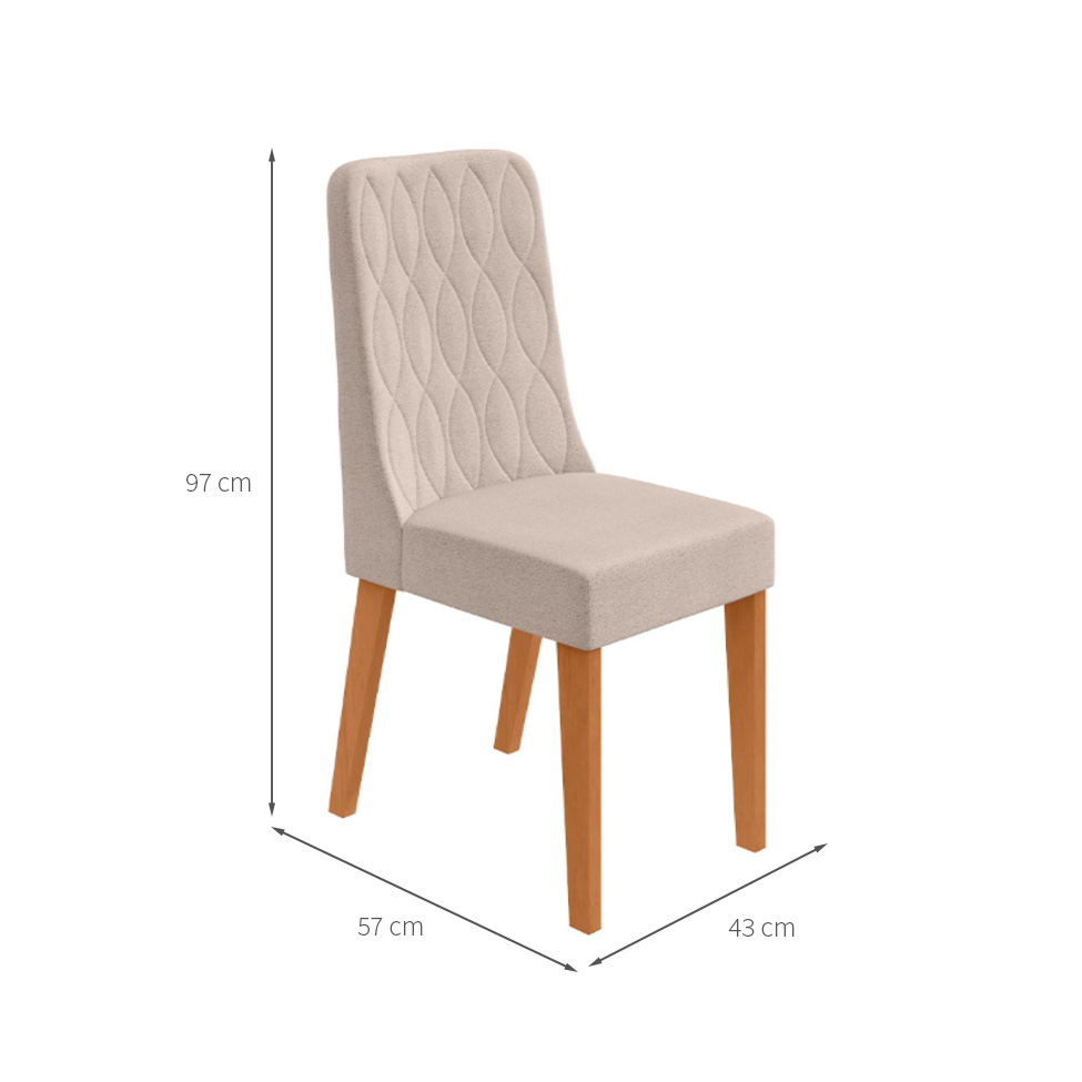 Conjunto com 4 Cadeiras Luar Bouclé Bege e Amêndoa