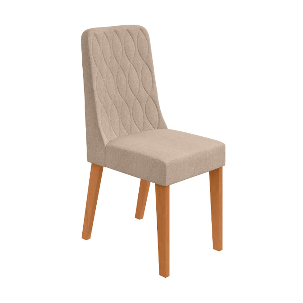 Conjunto com 4 Cadeiras Luar Linho Bege e Amêndoa