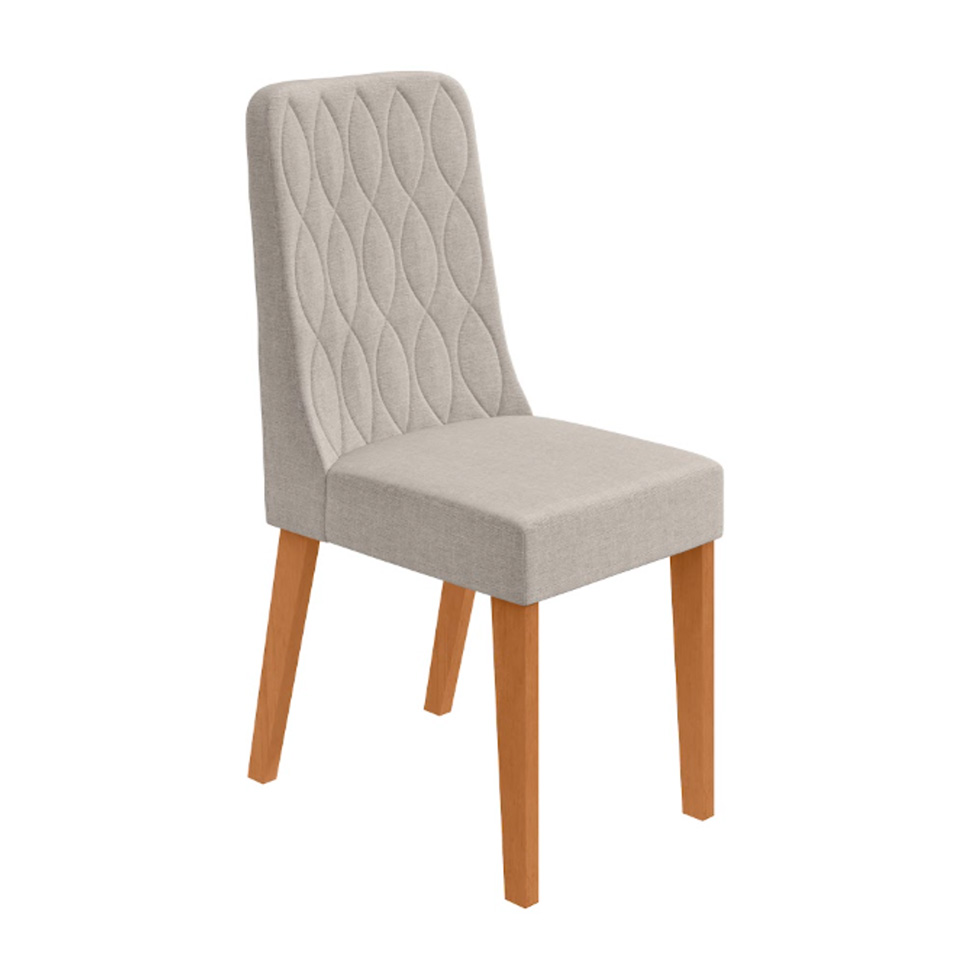 Conjunto com 4 Cadeiras Luar Linho Cinza e Amêndoa