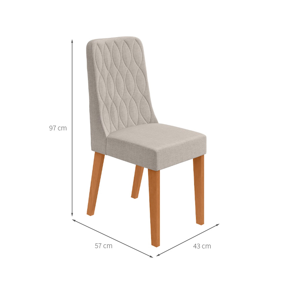 Conjunto com 4 Cadeiras Luar Linho Cinza e Amêndoa