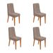 Conjunto com 4 Cadeiras Luar Suede Bege e Amêndoa