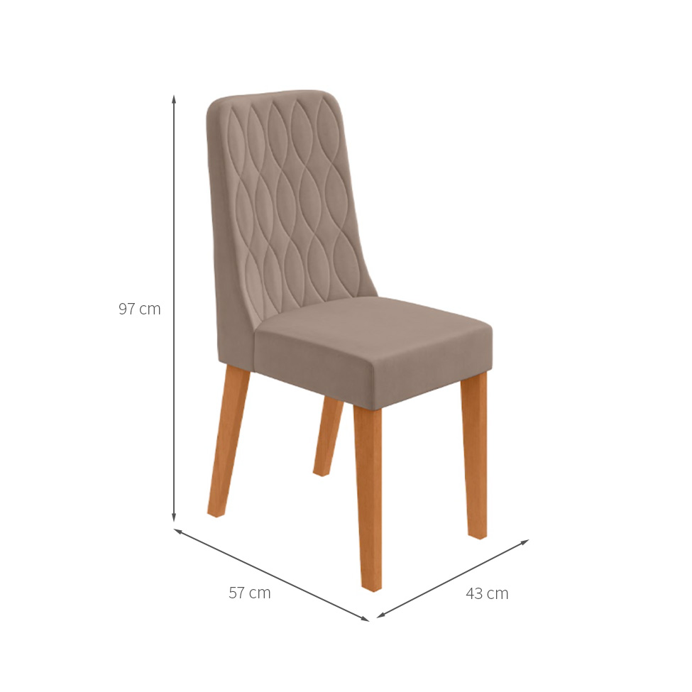 Conjunto com 4 Cadeiras Luar Suede Bege e Amêndoa