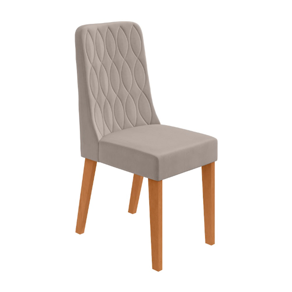 Conjunto com 4 Cadeiras Luar Veludo Capuccino e Amêndoa