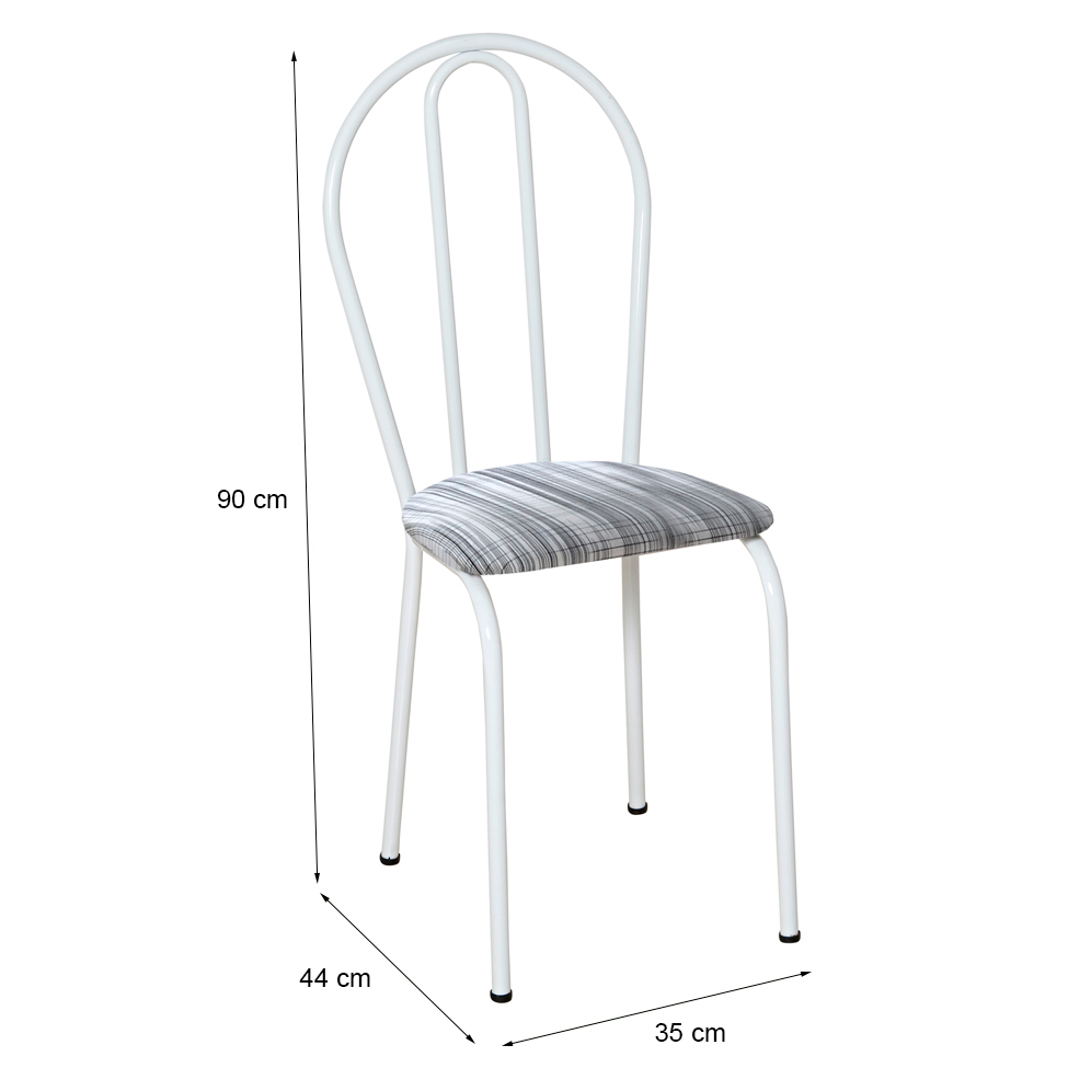Conjunto com 4 Cadeiras Madryn Cinza Listrado e Branco