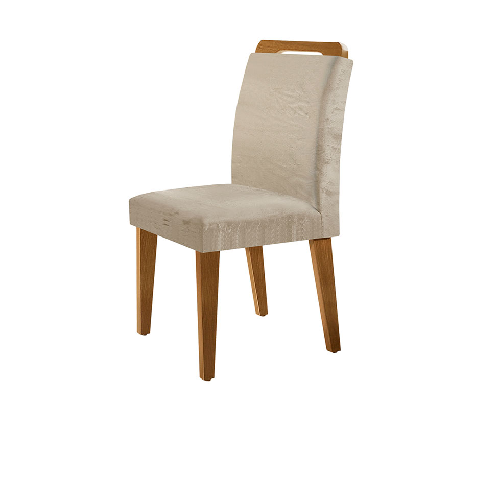 Conjunto com 4 Cadeiras Olivia Suede Amassado Chocolate e Capuccino