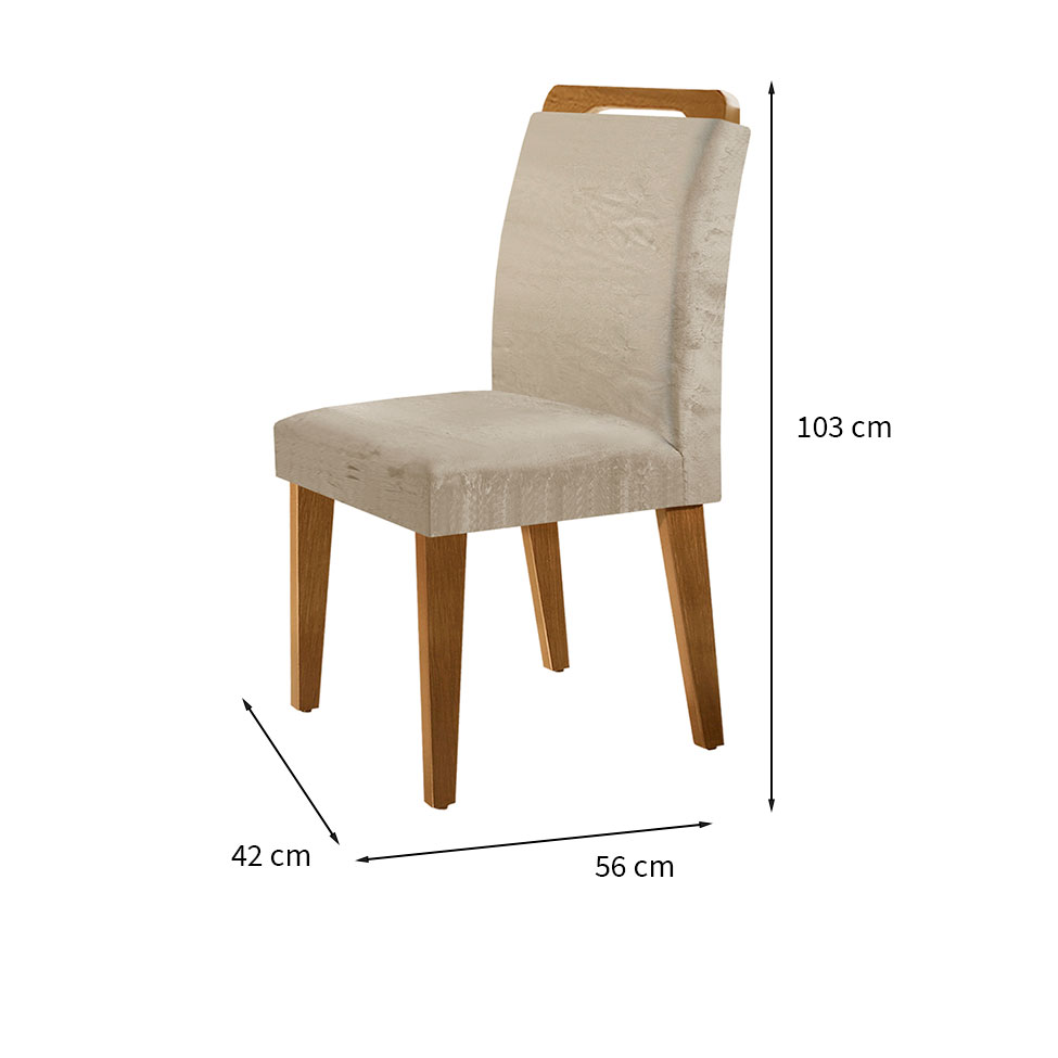 Conjunto com 4 Cadeiras Olivia Suede Amassado Chocolate e Capuccino