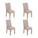 Conjunto com 4 Cadeiras Rayla Bouclé Bege e Amêndoa