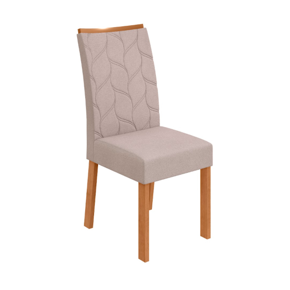 Conjunto com 4 Cadeiras Rayla Bouclé Bege e Amêndoa