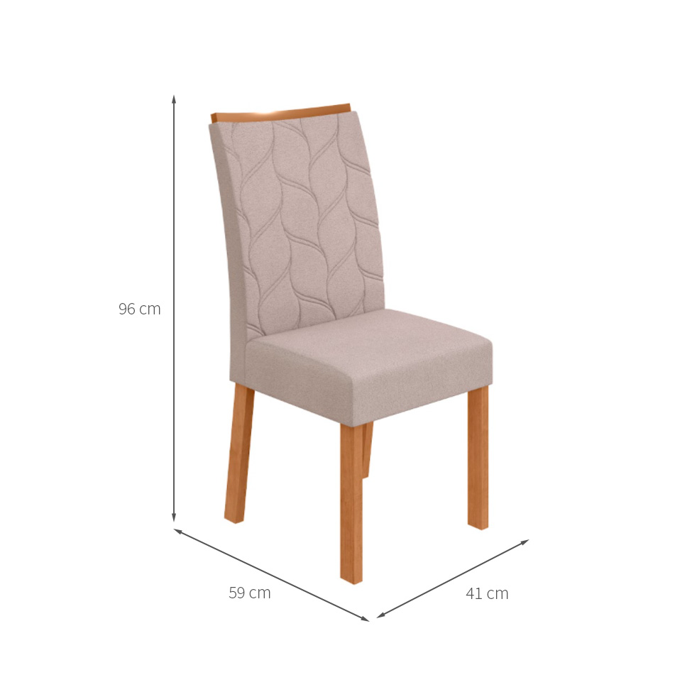 Conjunto com 4 Cadeiras Rayla Bouclé Bege e Amêndoa