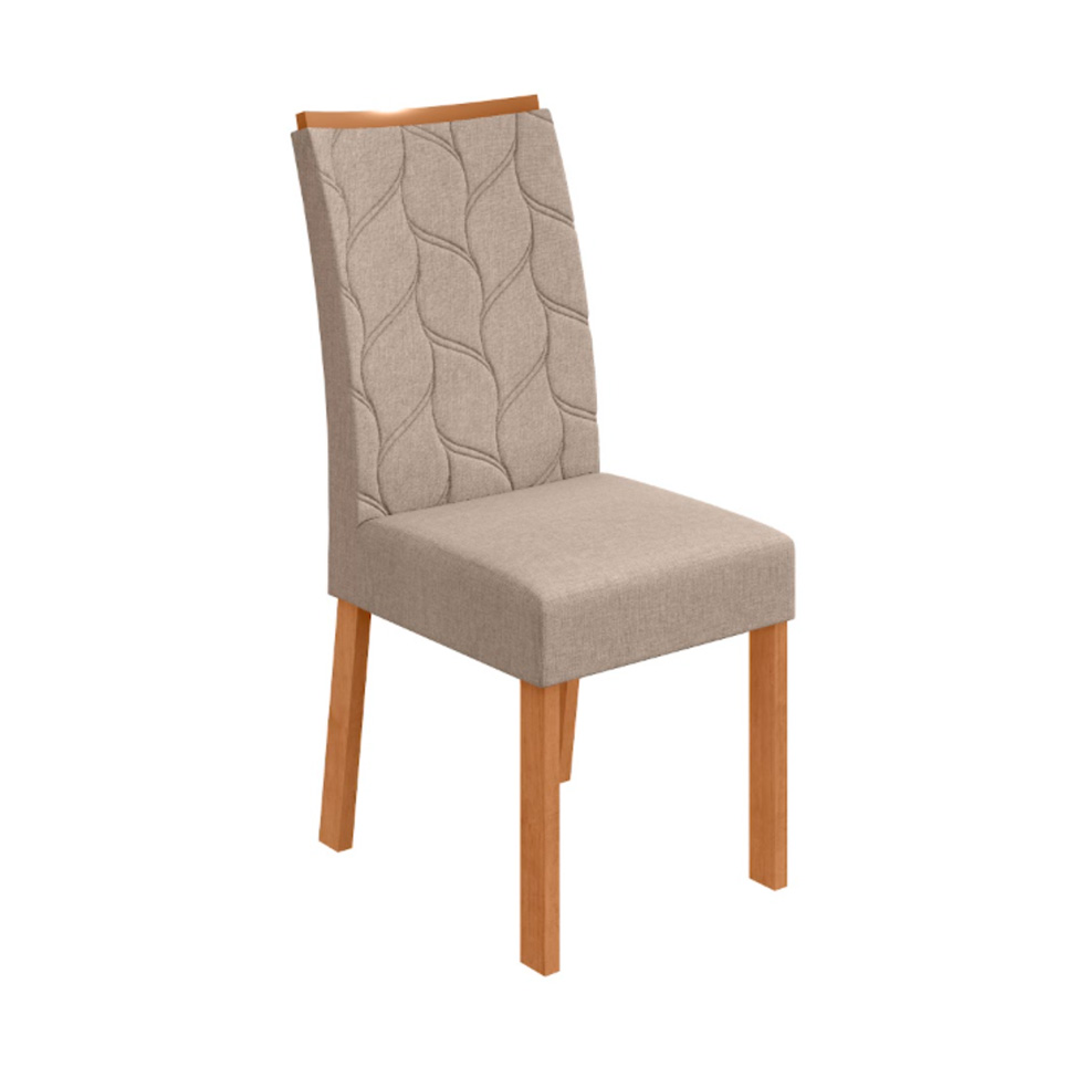 Conjunto com 4 Cadeiras Rayla Linho Bege e Amêndoa