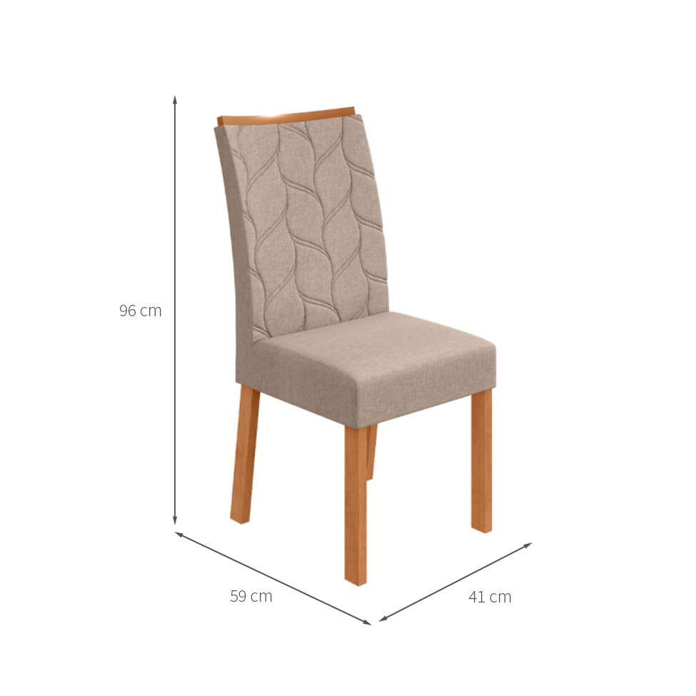 Conjunto com 4 Cadeiras Rayla Linho Bege e Amêndoa