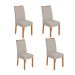 Conjunto com 4 Cadeiras Rayla Linho Cinza e Amêndoa