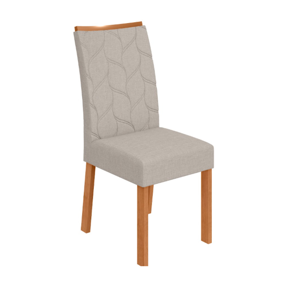 Conjunto com 4 Cadeiras Rayla Linho Cinza e Amêndoa