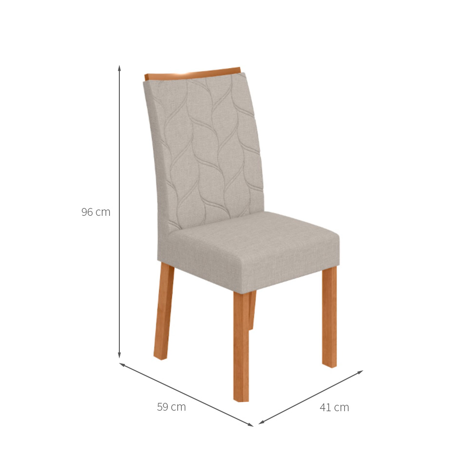 Conjunto com 4 Cadeiras Rayla Linho Cinza e Amêndoa