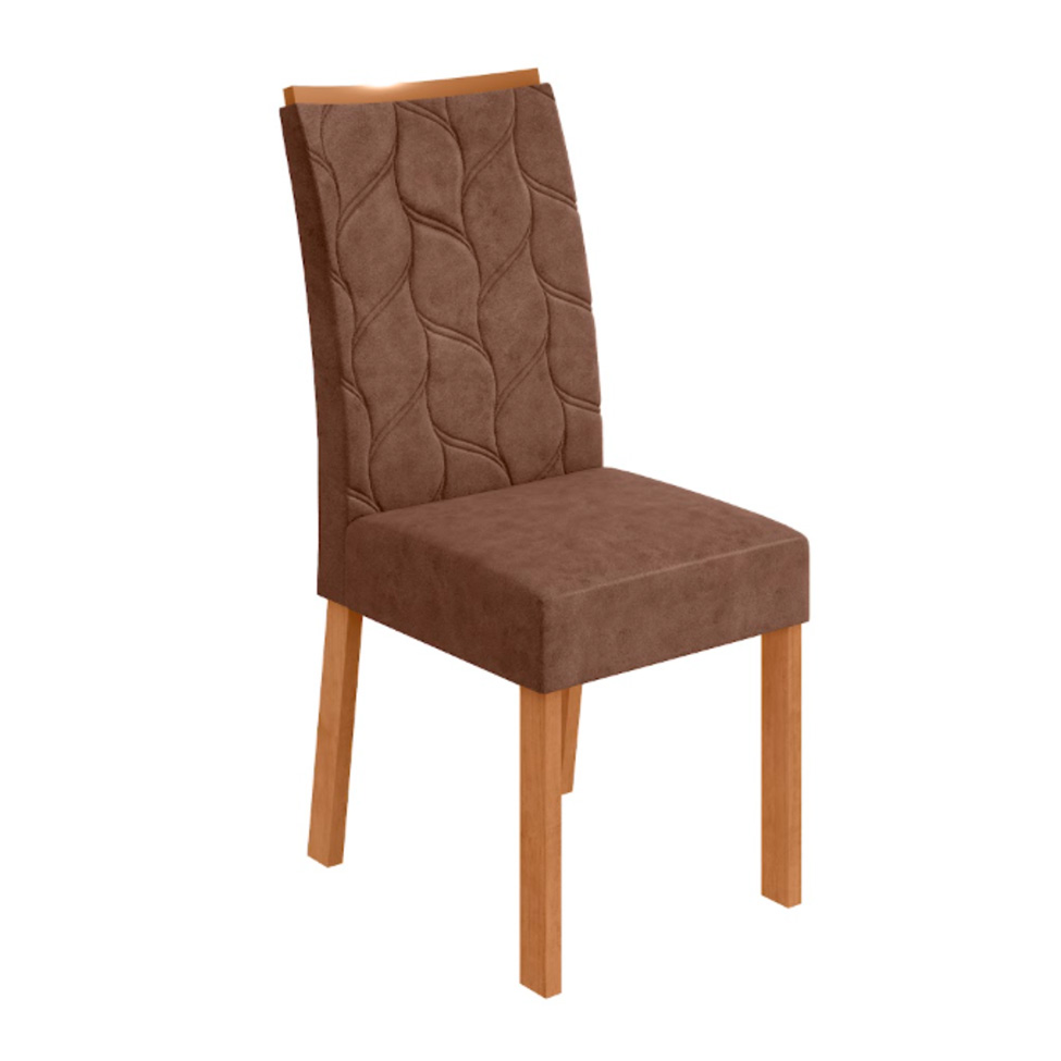 Conjunto com 4 Cadeiras Rayla Revestimento Sintético Avelã e Amêndoa