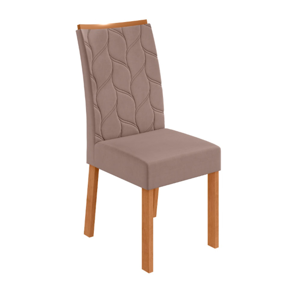 Conjunto com 4 Cadeiras Rayla Suede Bege e Amêndoa