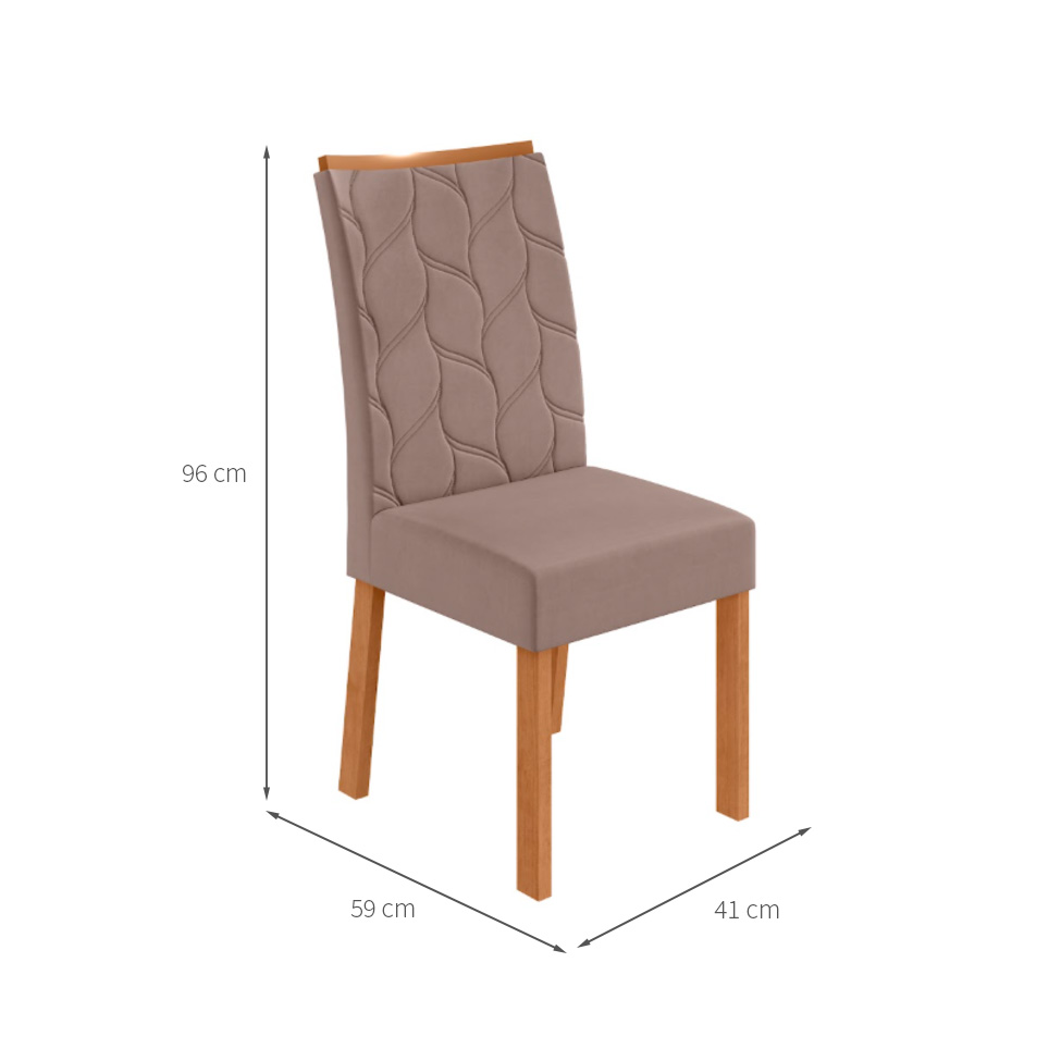 Conjunto com 4 Cadeiras Rayla Suede Bege e Amêndoa