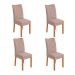 Conjunto com 4 Cadeiras Rayla Veludo Creme e Amêndoa