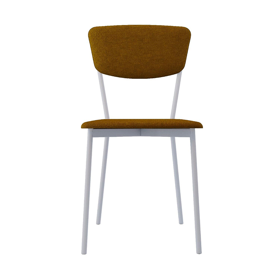 Conjunto com 4 Cadeiras Retrô Poliéster Amarelo e Branco