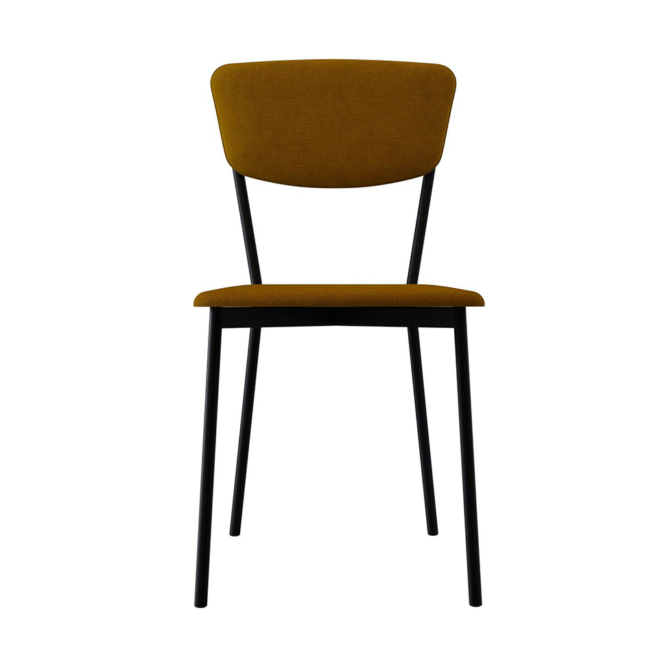 Conjunto com 4 Cadeiras Retrô Poliéster Amarelo e Preto