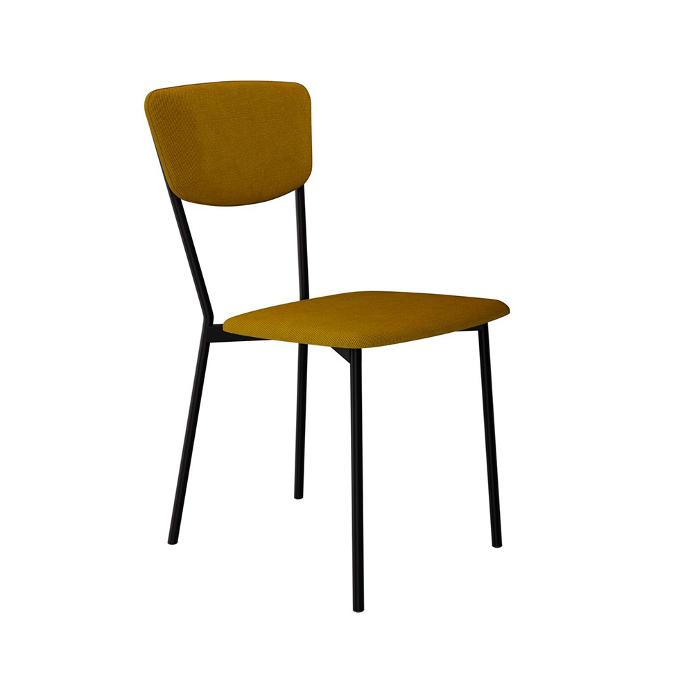 Conjunto com 4 Cadeiras Retrô Poliéster Amarelo e Preto