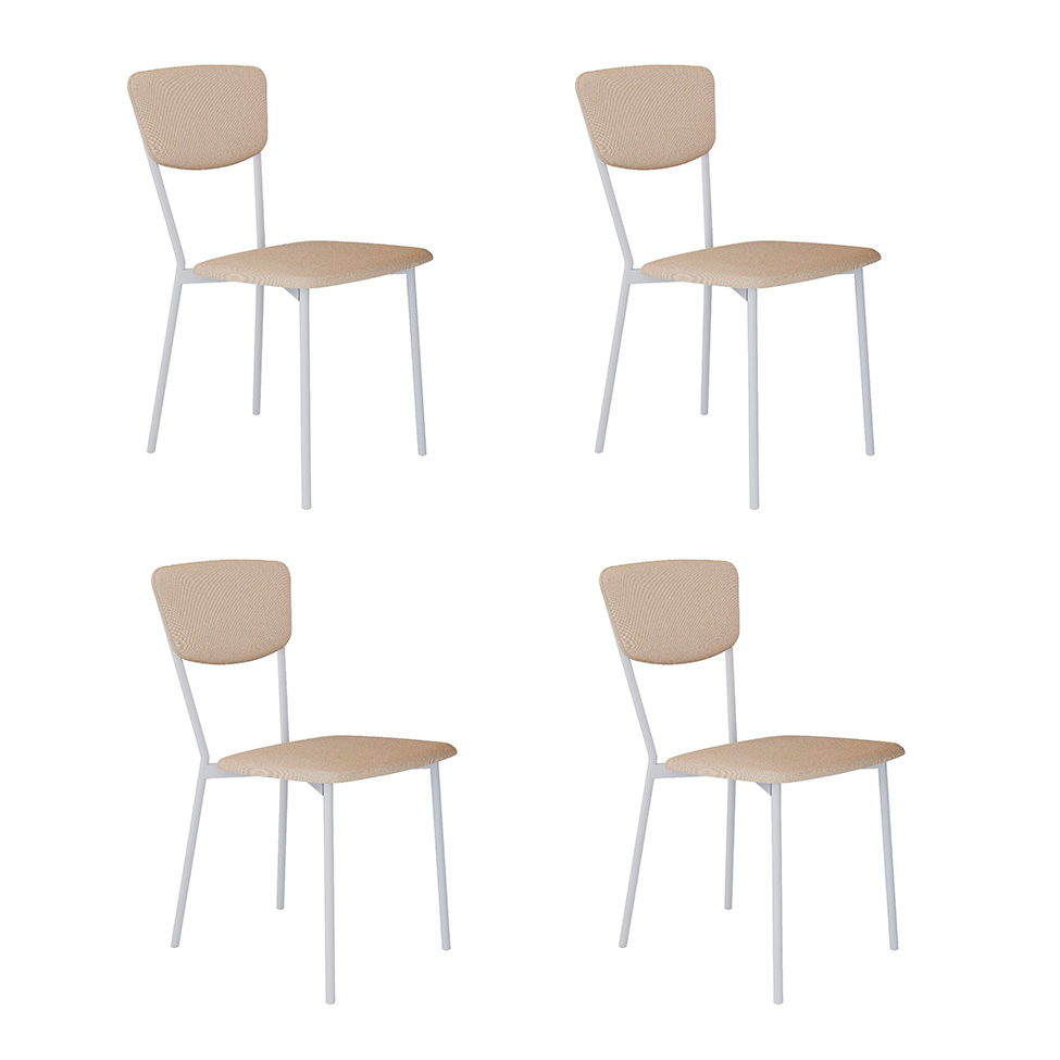 Conjunto com 4 Cadeiras Retrô Poliéster Areia e Branco